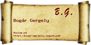 Bogár Gergely névjegykártya